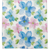 Rideaux De Douche Chic rose bleu bleu floral (Devant)