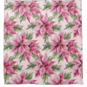 Rideaux De Douche Chic rose Poinsettia Fleurs Noël (Devant)