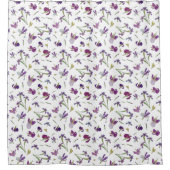 Rideaux De Douche Chic Rustique Purple Aquarelle Iris Fleurs Motif (Devant)