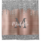 Rideaux De Douche Chic Silver Grey Parties scintillant Drivers Pink (Devant)