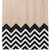 Rideaux De Douche Chic Taupe Blanc Noir Zigzag Stripes Motif (Devant)