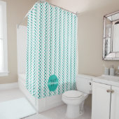 Rideaux De Douche Chic Turquoise Blanc sarcelle Points Monogramme No (En situation)