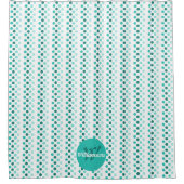 Rideaux De Douche Chic Turquoise Blanc sarcelle Points Monogramme No (Devant)