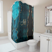 Rideaux De Douche Chic Turquoise Gold Parties scintillant Agate Pers (En situation)