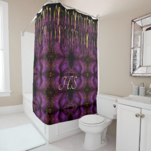 Rideaux De Douche Chic violet et or agate parties scintillant goutte