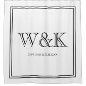 Rideaux De Douche Chic white & black monogram wedding keepsake  (Devant)