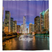 Rideaux De Douche Chicago Illinois City La Nuit (Devant)