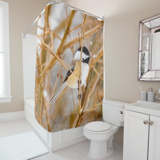 Rideaux De Douche Chickadee au plafond noir - Photo originale (En situation)