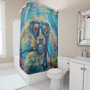 Rideaux De Douche Chien Afghan plongée sous-marine sous l'eau