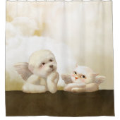 Rideaux De Douche Chien angélique et chat sur Cloud (Devant)