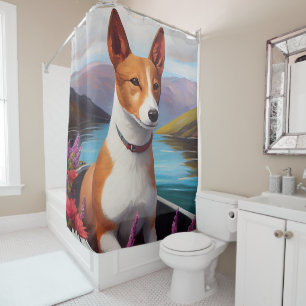 Rideaux De Douche Chien Basenji sur une pagaie : Une aventure pittor