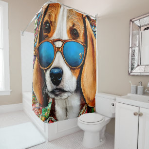 Rideaux De Douche Chien beagle avec lunettes de soleil