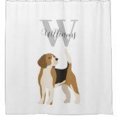 Rideaux De Douche Chien Beagle Monogramme Nom Aquarelle (Devant)