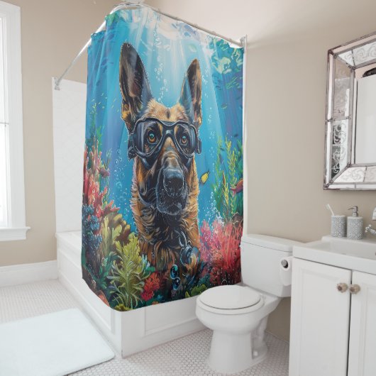 Rideaux De Douche Chien belge de Malinoi plongée sous-marine (En situation)