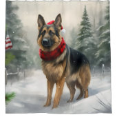 Rideaux De Douche Chien berger allemand en Noël de neige (Devant)