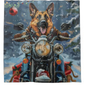 Rideaux De Douche Chien berger allemand équitation moto Noël (Devant)