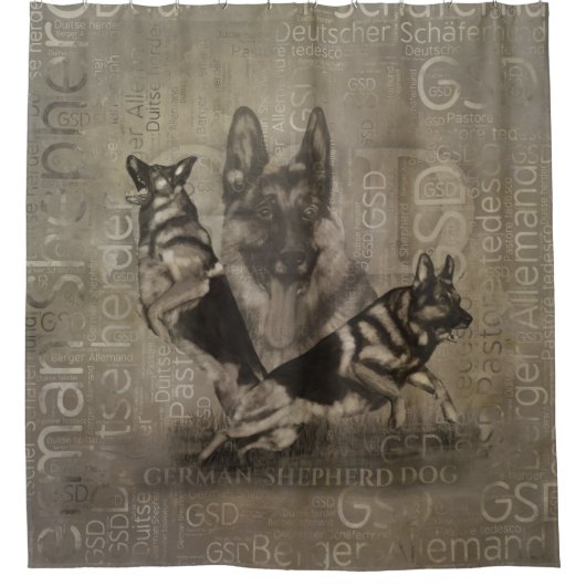 Rideaux De Douche Chien berger allemand - GSD Word Art (Devant)