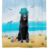 Rideaux De Douche Chien berger allemand noir sur la plage (Devant)