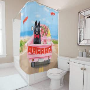 Rideaux De Douche Chien berger allemand Saint Valentin Coeurs de cam
