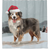 Rideaux De Douche Chien berger australien en Noël de neige (Devant)