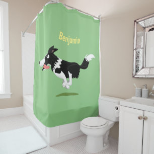 Rideaux De Douche Chien Border Collie drôle courant dessin animé