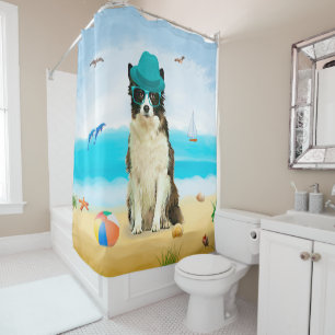 Rideaux De Douche Chien Border Collie sur la plage