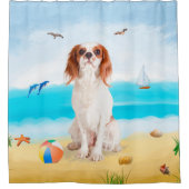 Rideaux De Douche Chien Cavalier King sur la plage (Devant)