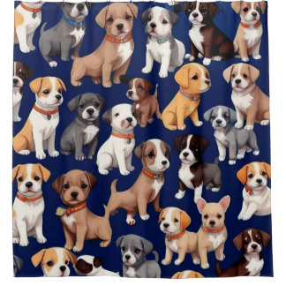 Rideaux De Douche Chien Chien Chien bleu de la marine Design Motif
