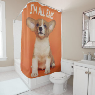 Rideaux De Douche Chien chiot Je suis tous des oreilles, mignon mème