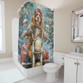 Rideaux De Douche Chien Cocker Spaniel à moto Noël (En situation)