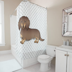 Rideaux De Douche Chien Dachshund à longs poils chocolat et feu & Pa