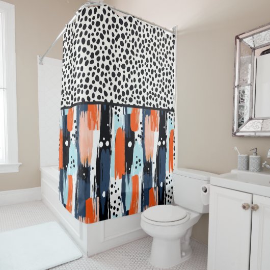 Rideaux De Douche Chien dalmate moderne Motif Abstrait (En situation)
