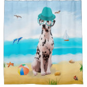 Rideaux De Douche Chien Dalmation sur la plage (Devant)