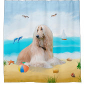 Rideaux De Douche Chien de chien afghan sur la plage (Devant)
