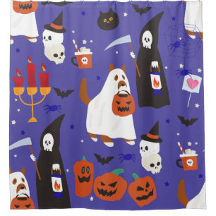 Rideaux De Douche chien de chiot de l'halloween mignon faucheuse