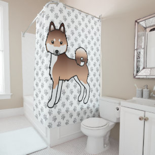 Rideaux De Douche Chien de dessin animé mignon klee kai d'Alaska rou