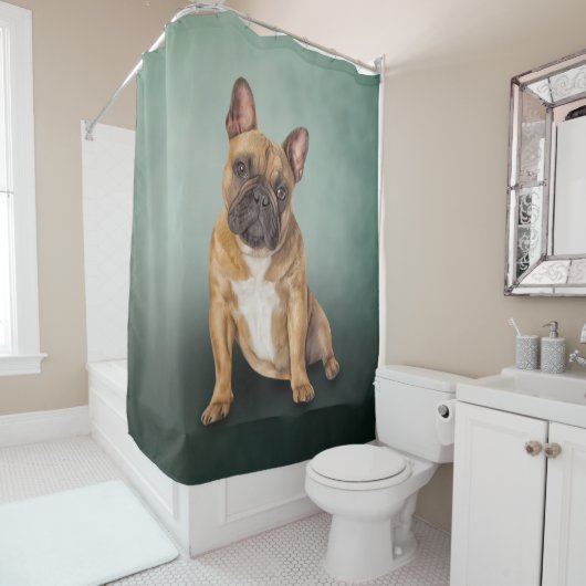 Rideaux De Douche Chien de dessin French Buldog (En situation)