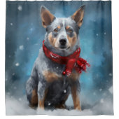 Rideaux De Douche Chien de Heeler Bleu à Noël de neige (Devant)
