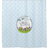 Rideaux De Douche Chien de levure Bichon de printemps avec fleurs -  (Devant)