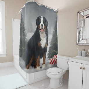 Rideaux De Douche Chien de montagne bernois à Noël de neige