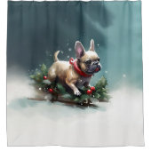 Rideaux De Douche Chien de Noël neige hiver (Devant)