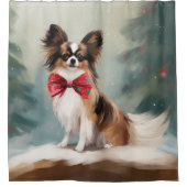 Rideaux De Douche Chien de Papillon à Noël de neige (Devant)