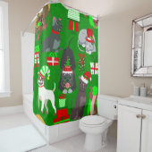 Rideaux De Douche Chien de père Noël (En situation)