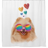 Rideaux De Douche Chien de Poméranie avec Coeurs Saint Valentin (Devant)