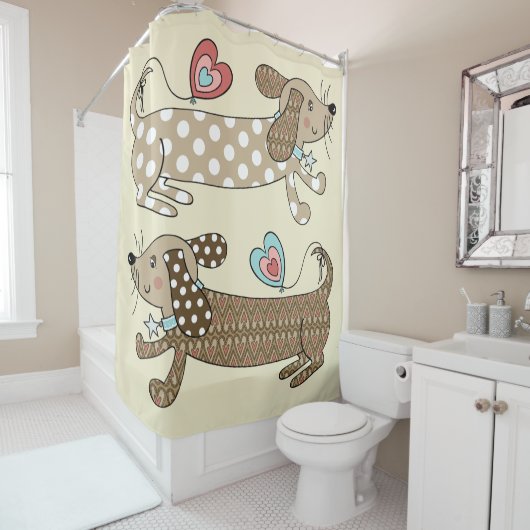 Rideaux De Douche Chien de saucisse Dachshund (En situation)