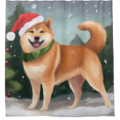 Rideaux De Douche Chien de Shiba Inu à Noël de neige (Devant)