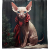 Rideaux De Douche Chien de Sphynx à Noël de neige (Devant)