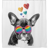 Rideaux De Douche Chien de taureau avec Coeurs Saint-Valentin (Devant)