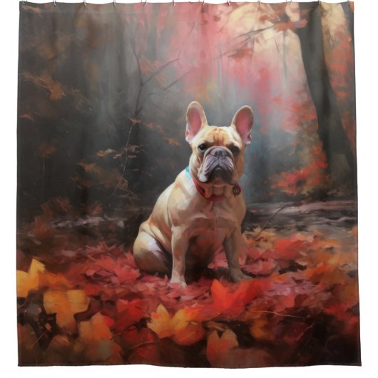 Rideaux De Douche Chien de taureau français en automne Leaves automn (Devant)
