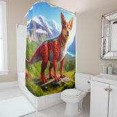 Rideaux De Douche Chien dinosaure (En situation)
